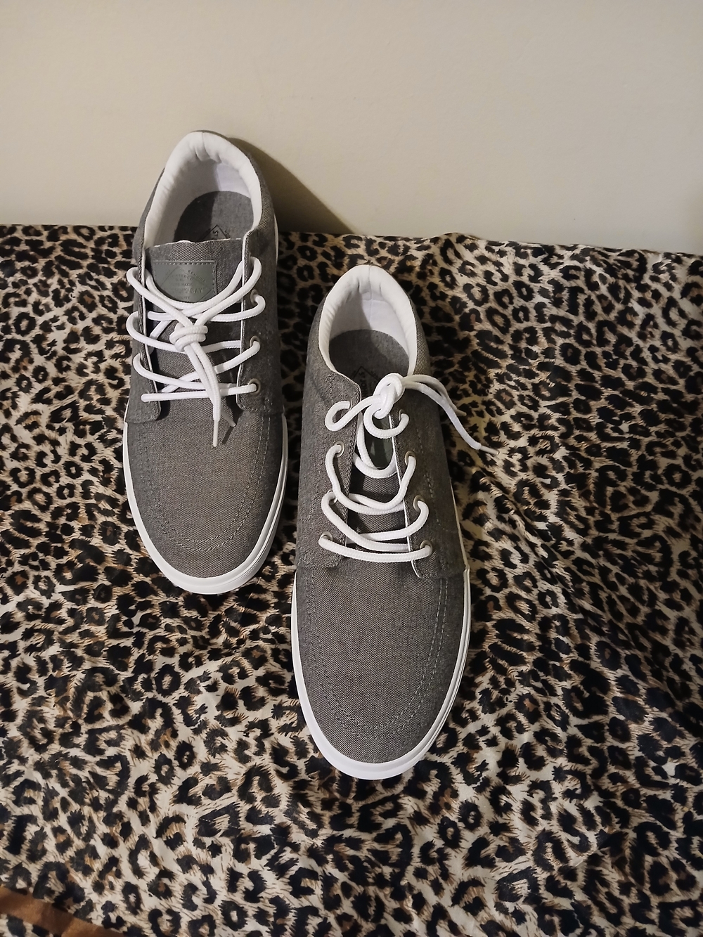 St. John's Bay Gray Canvas Lace-Up Sneakers with White Trim